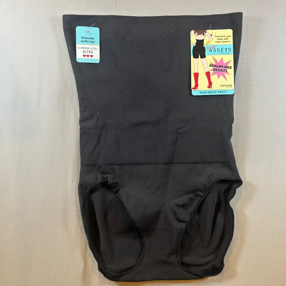 Assets by Sara Blakely Spanx High Waist Panty Shapewear Black XL Ultra Slimming